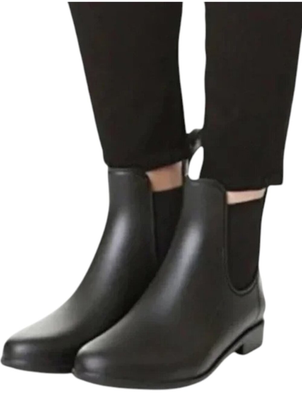 Sam Edelman Rain Boots Chelsea Shoe Matte Rubber  Ankle Bootie Black Size 5